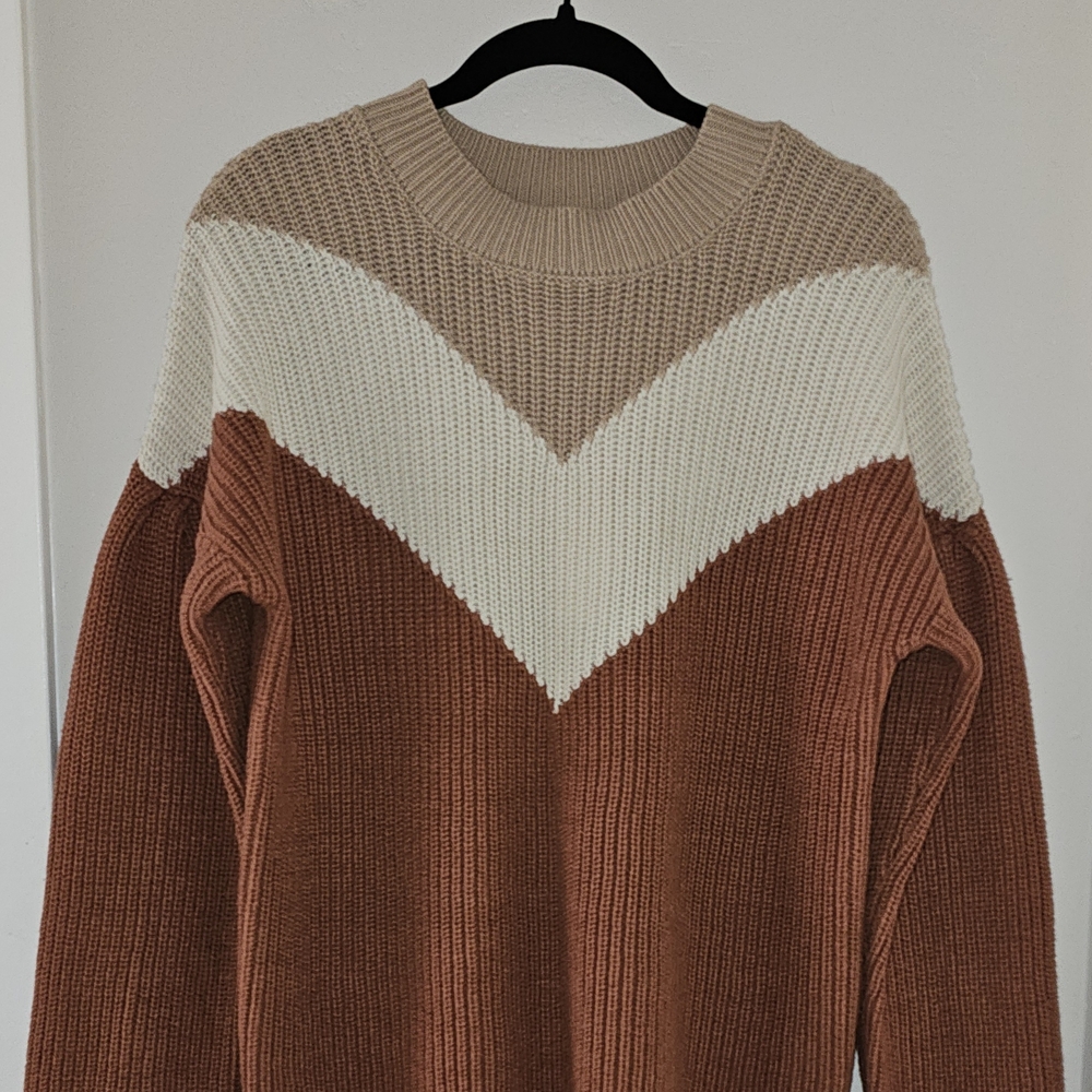 By Together Knit Sweater in Tan and Cream